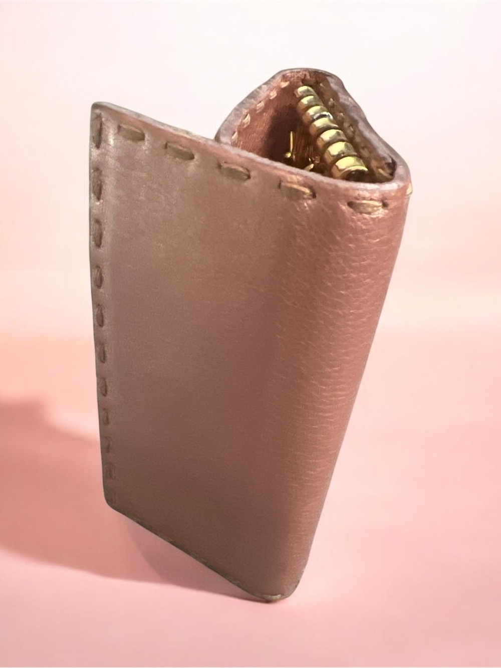 Fendi Rose Gold Leather Key Holder
